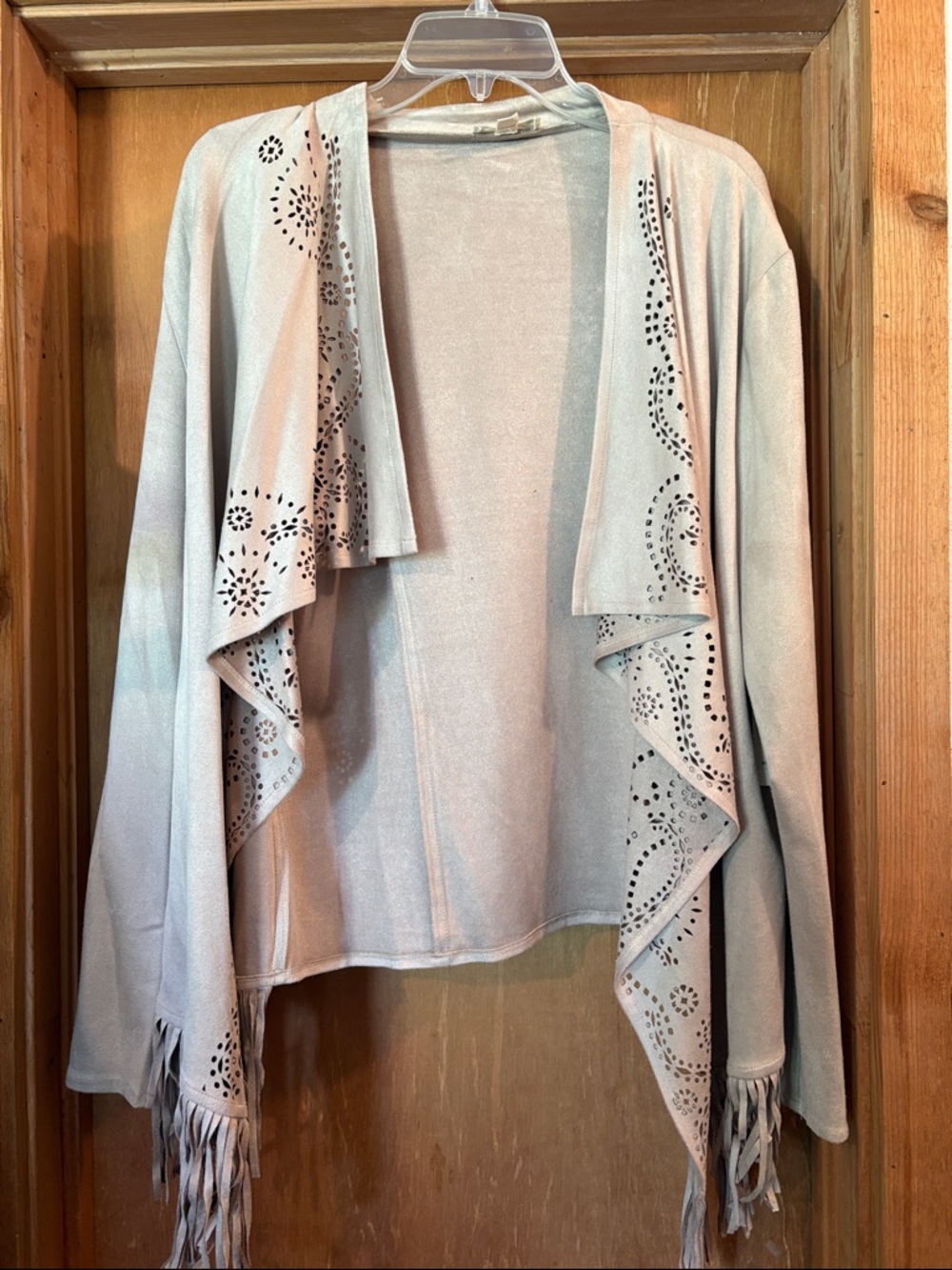 Nurture by Lamaze Light Tan Open-Front Fringe Cardigan